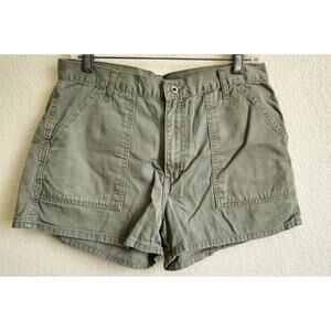 Vintage Jordache Army Green Flat Front Chino Shorts 13 14 Juniors Lightweight